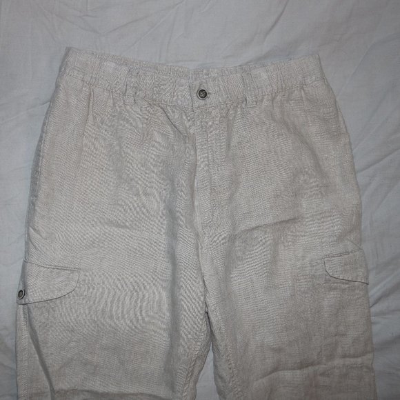 Caribbean Cargo Linen Pants Waist 32x32 Inseam - Picture 2 of 11